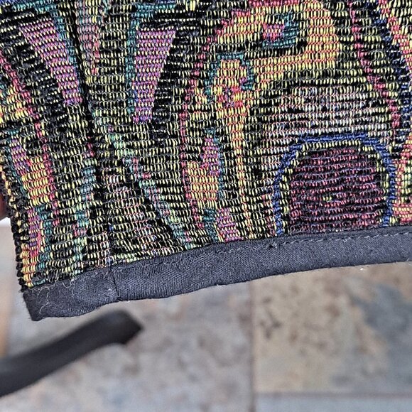 Flashback Size Large Tapestry Paisley Jacket Blk/Brn/Grn Button Front Vintage - Picture 8 of 11